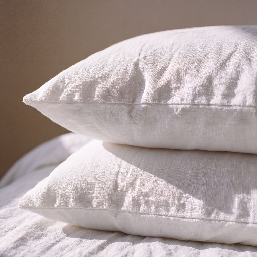 Parure de lit en coton bio et lin français - Blanc
