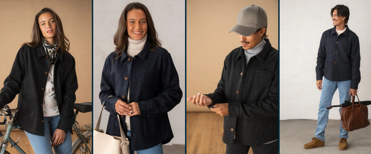 La veste en laine française, coupe femme et coupe homme