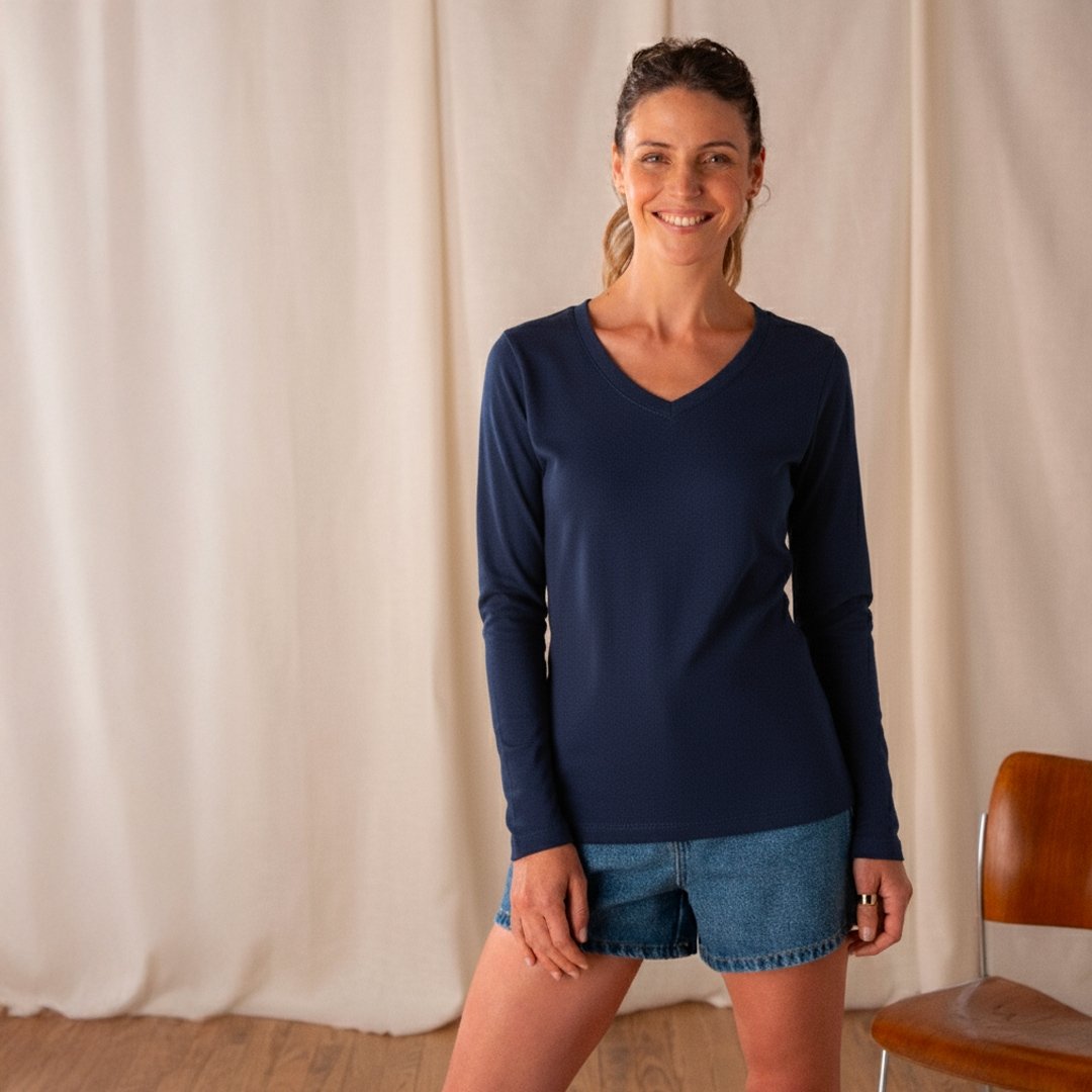 🇫🇷🌱 Le t-shirt en coton bio ML - Col V