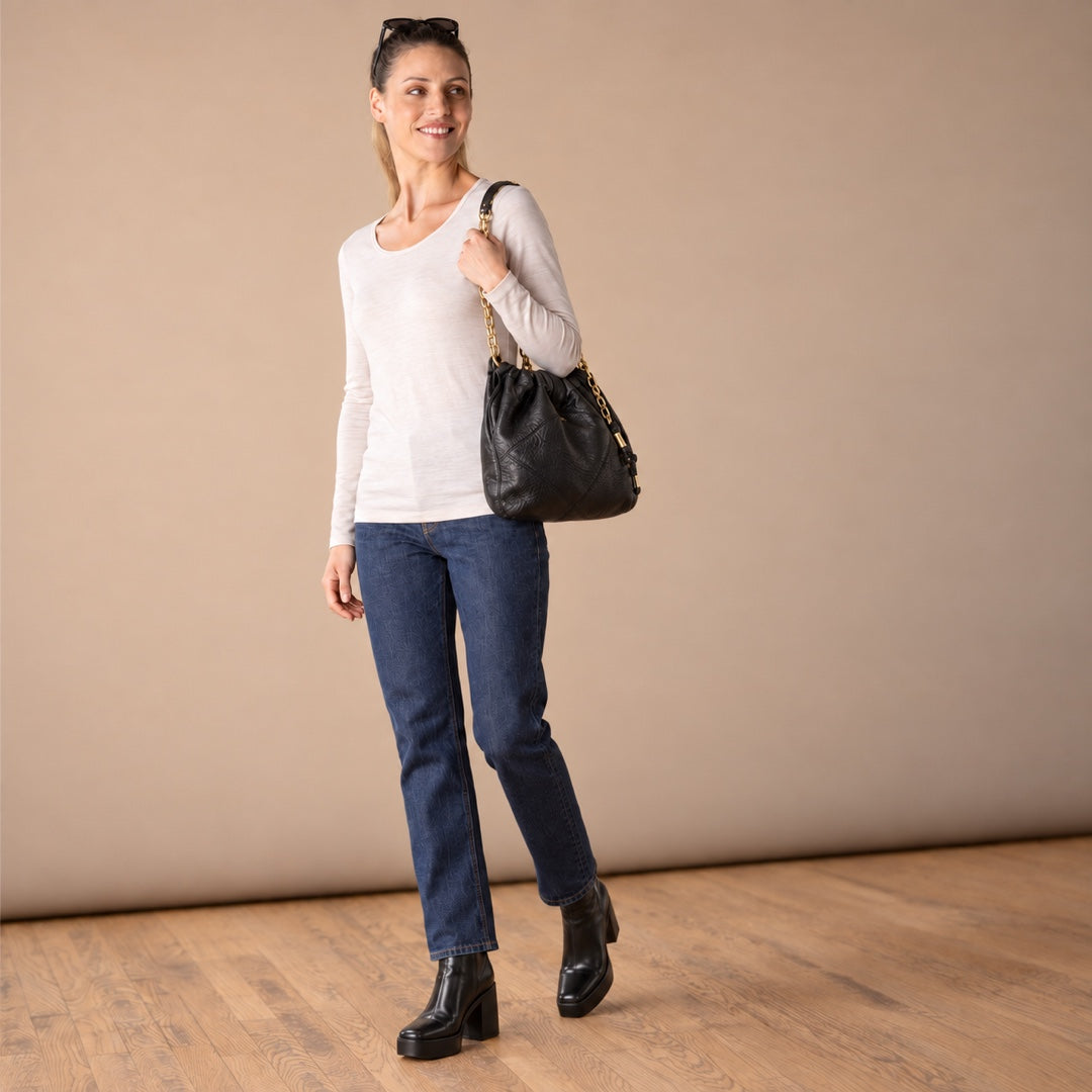 Le t-shirt en laine mérinos ML femme beige - vue 4