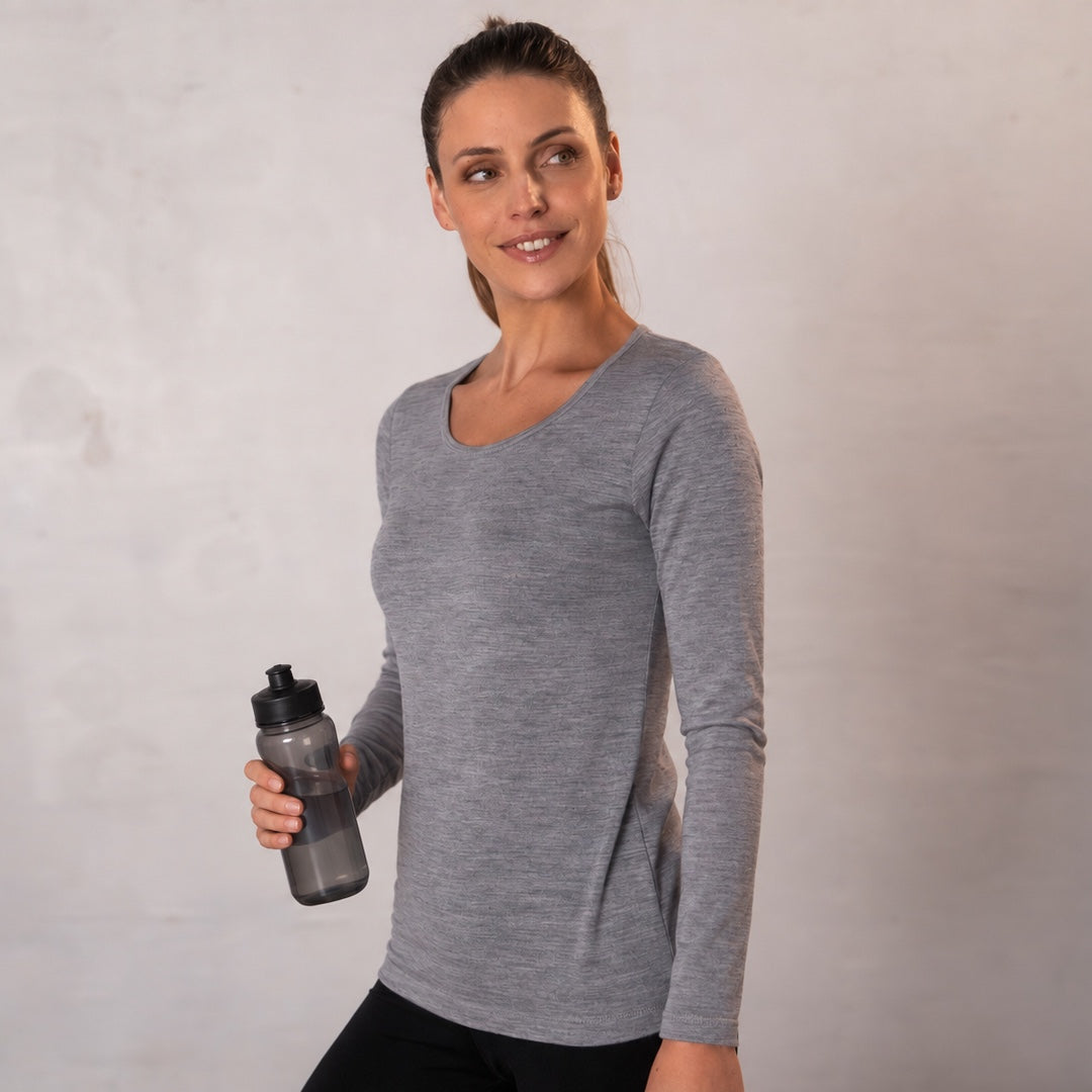 Le t-shirt en laine mérinos ML femme gris, made in France