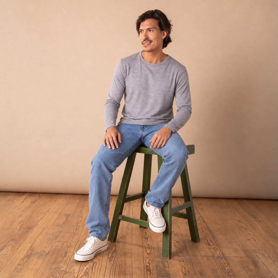 Le t-shirt en laine mérinos ML homme gris - vue 2