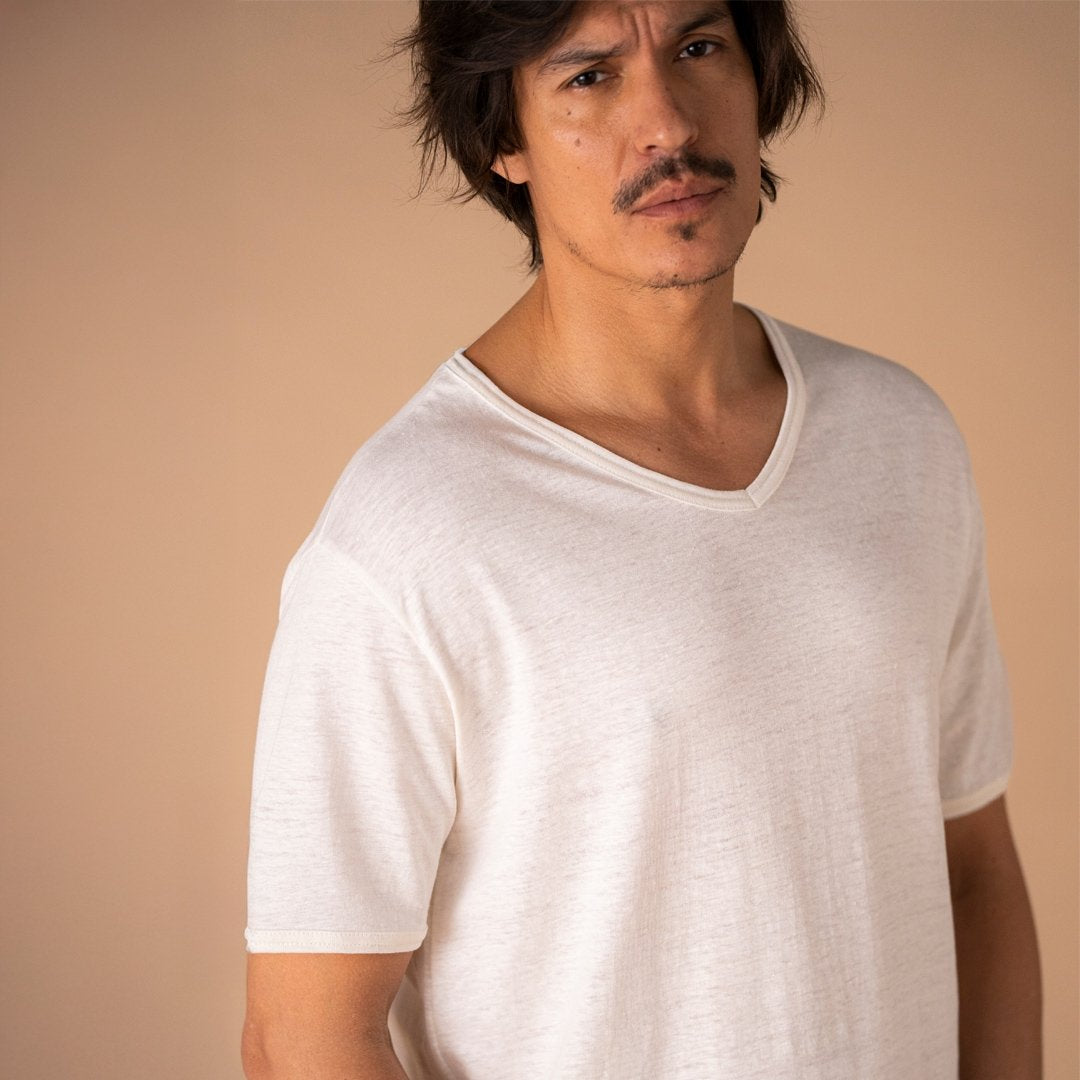 🇫🇷🌾 Le t-shirt col V en lin français