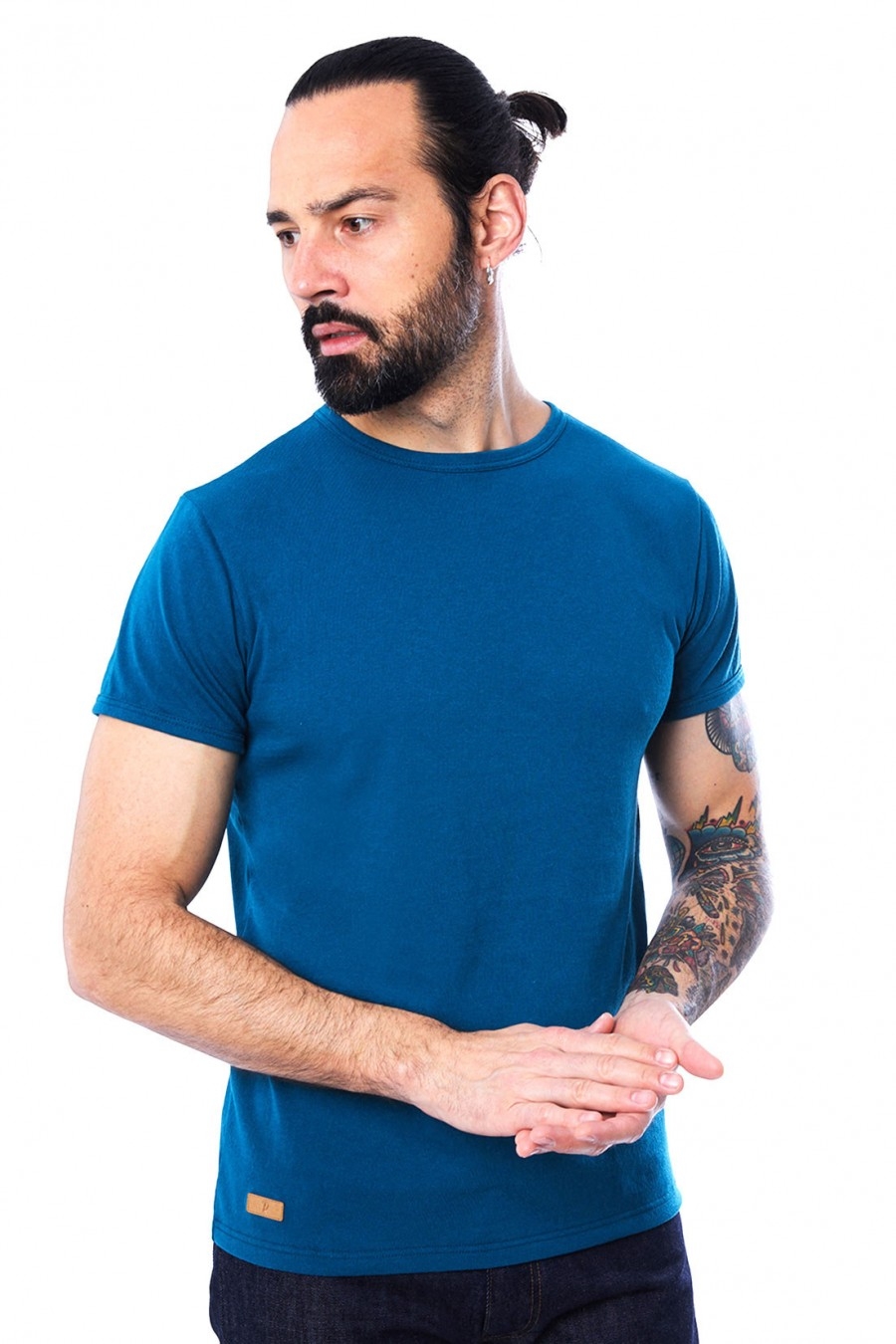T-SHIRT HOMME MANCHE COURTE COL ROND BLEU CANARD - Made in France & 100% Recyclé