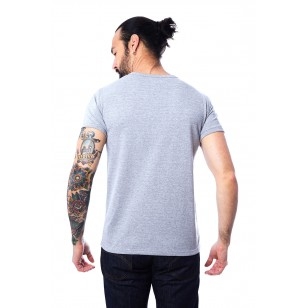 T-SHIRT HOMME MANCHE COURTE COL ROND GRIS CLAIR CHINÉ - Made in France & 100% Recyclé