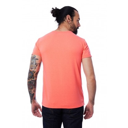 T-SHIRT HOMME MANCHE COURTE COL V CORAIL - Made in France & 100% Recyclé