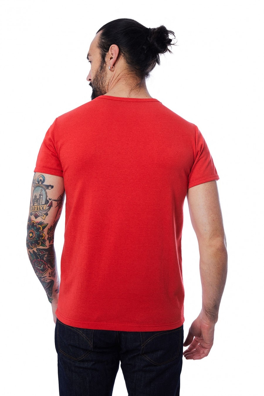 T-SHIRT HOMME MANCHE COURTE COL ROND ROUGE - Made in France & 100% Recyclé