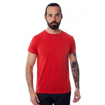 T-SHIRT HOMME MANCHE COURTE COL ROND ROUGE - Made in France & 100% Recyclé