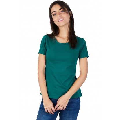 T-SHIRT FEMME MANCHE COURTE COL ROND VERT BOUTEILLE - Made in France & 100% Recyclé