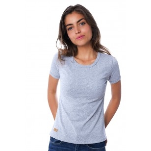 T-SHIRT FEMME COL ROND GRIS CLAIR CHINE UNI - Made in France & Coton Bio