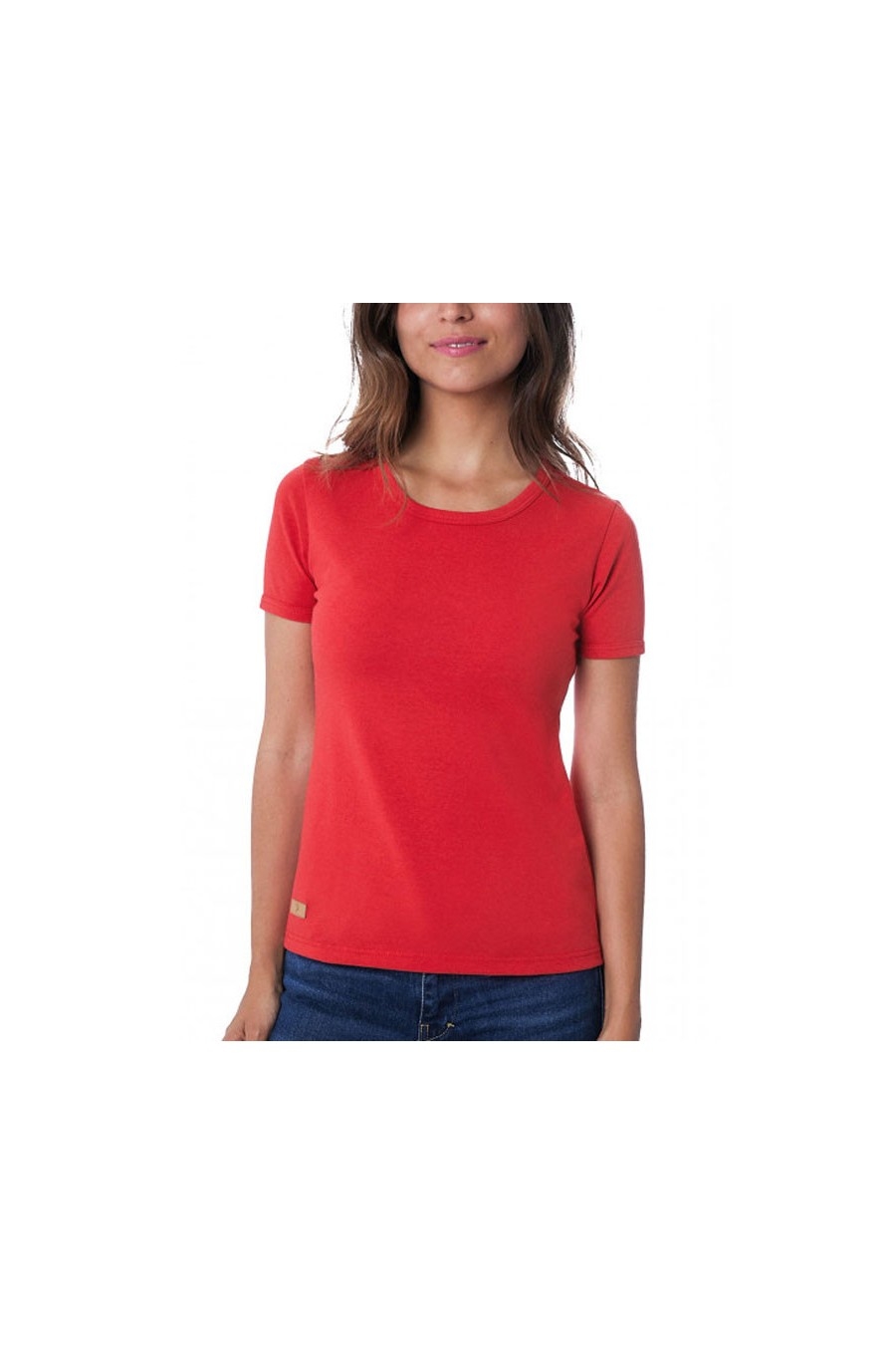 T-SHIRT FEMME MANCHE COURTE COL ROND ROUGE - Made in France & 100% Recyclé