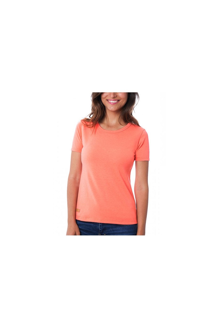 T-SHIRT FEMME MANCHE COURTE COL ROND CORAIL - Made in France & 100% Recyclé