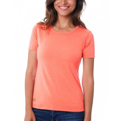 T-SHIRT FEMME MANCHE COURTE COL ROND CORAIL - Made in France & 100% Recyclé