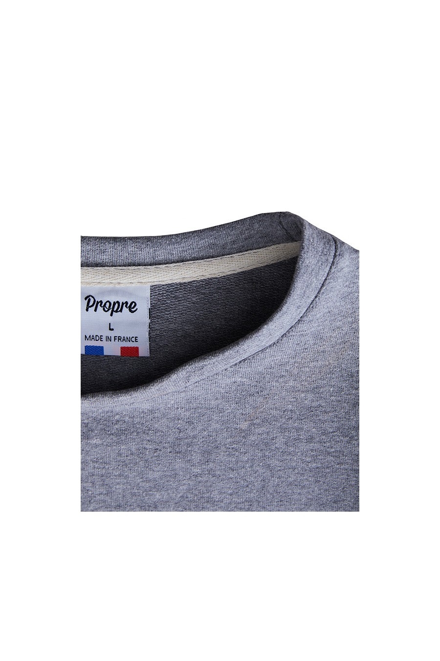 SWEAT HOMME GRIS UNI - 100% recyclé & Made in France