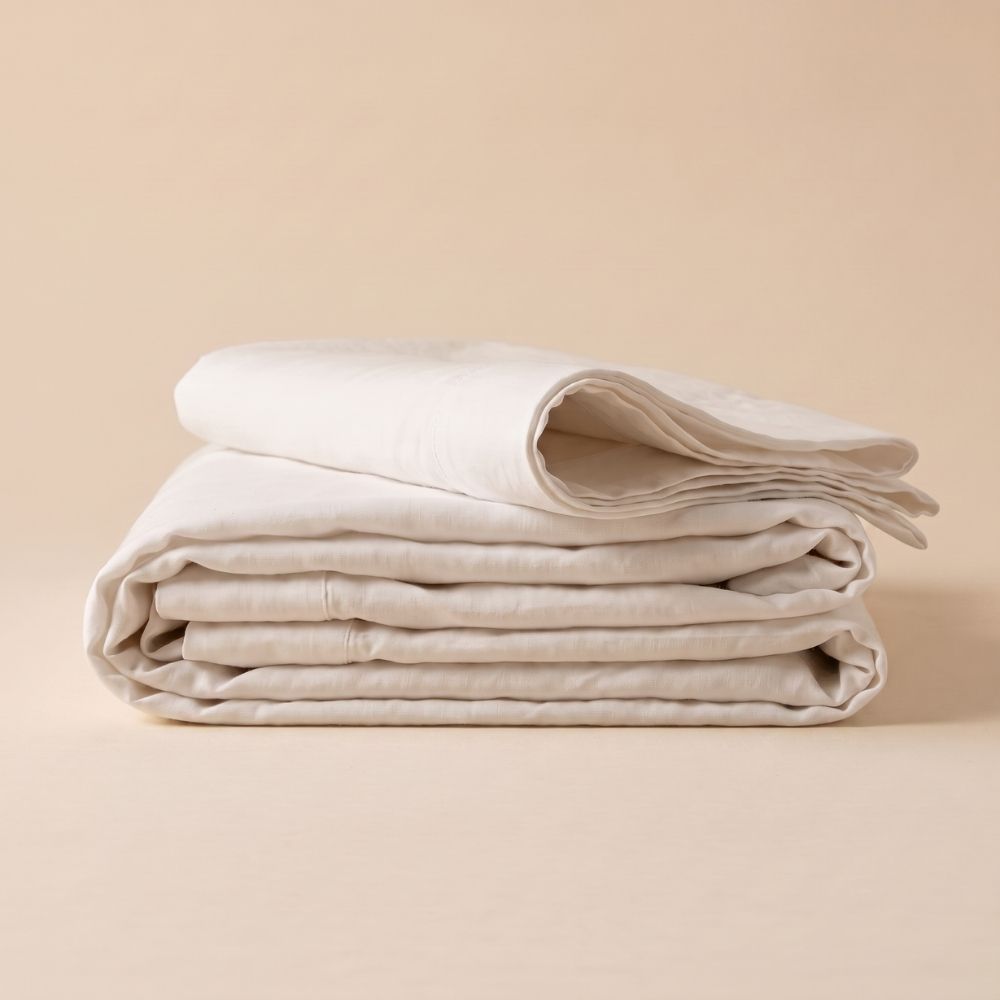 Drap plat en coton bio et lin français