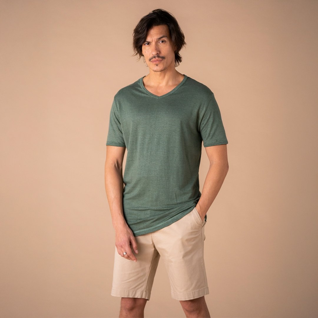 🇫🇷🌾 Le t-shirt col V en lin français