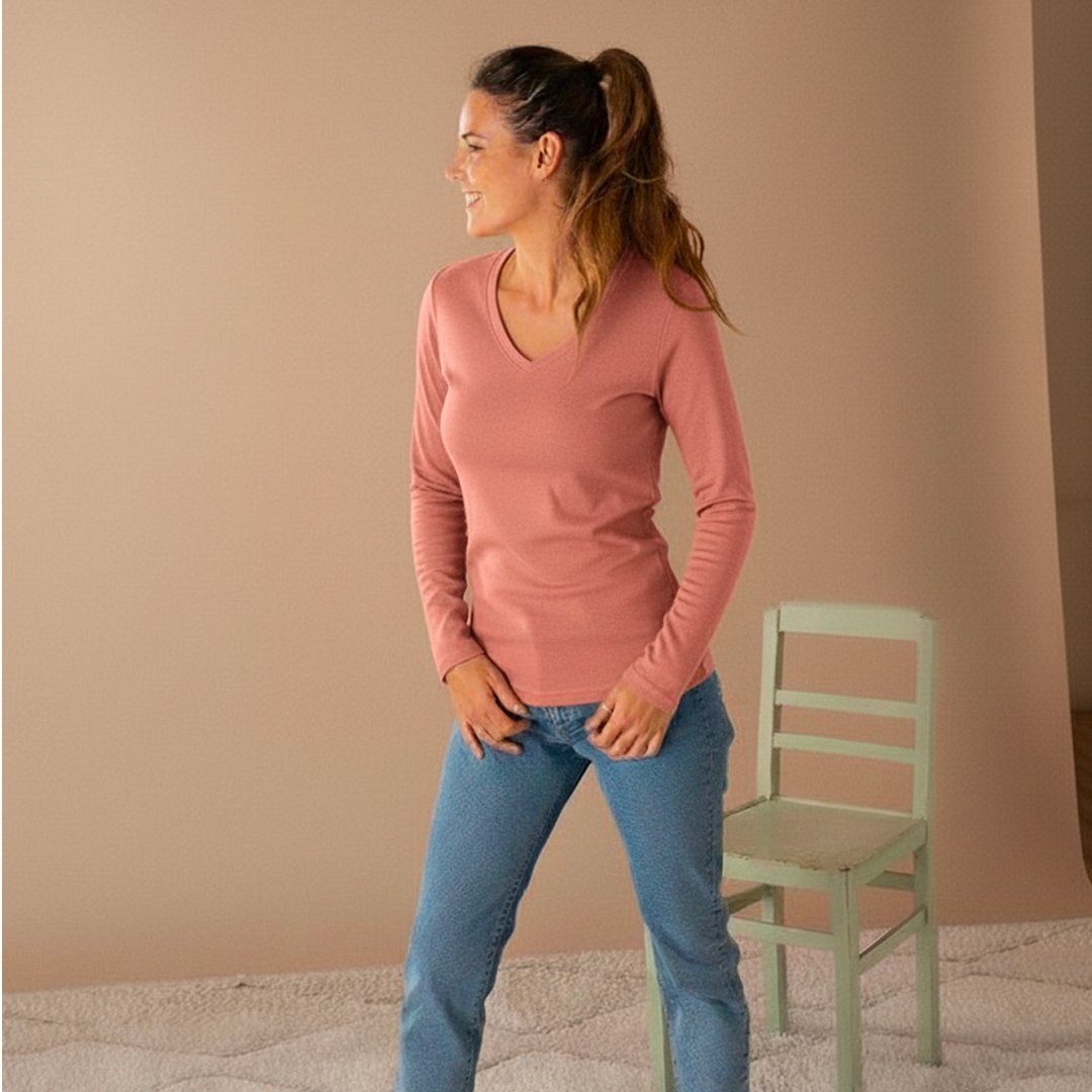 🇫🇷🌱 Le t-shirt en coton bio ML - Col V