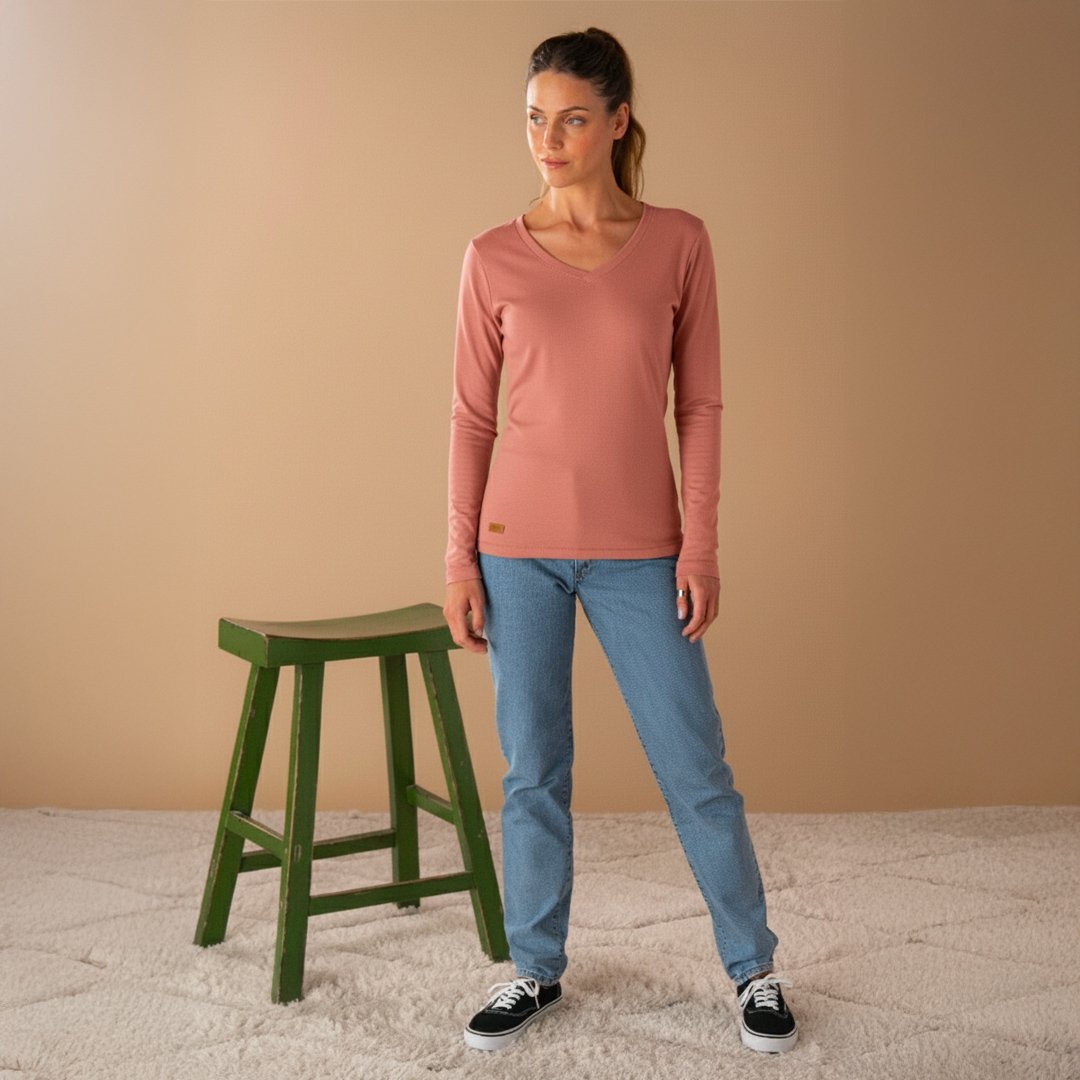 🇫🇷🌱 Le t-shirt en coton bio ML - Col V
