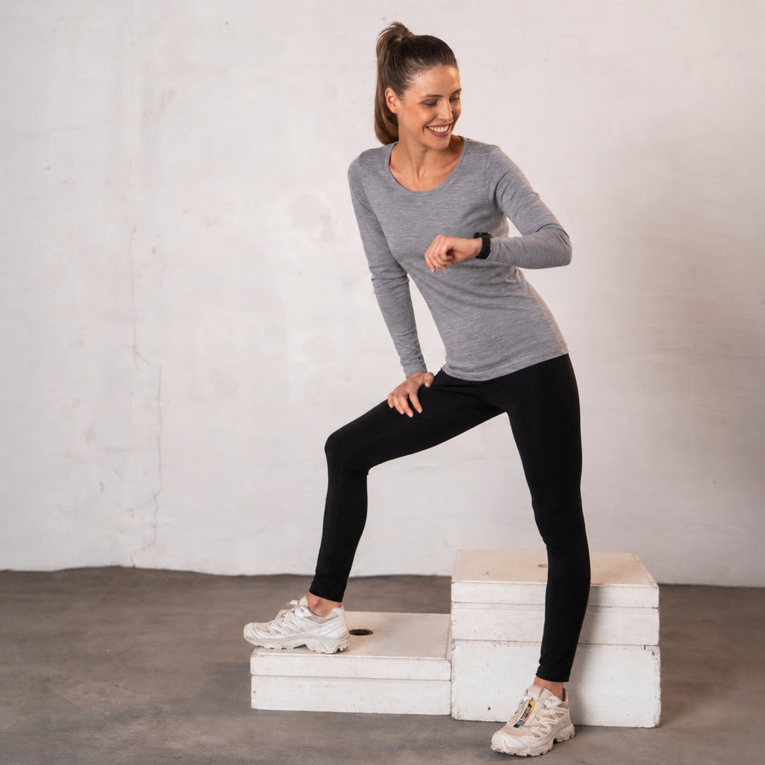 Le t-shirt en laine mérinos ML femme gris - vue 2
