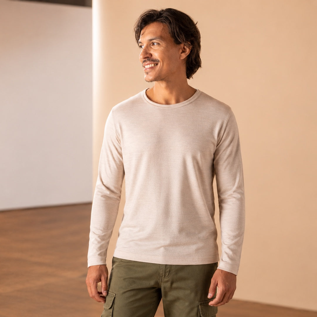 Le t-shirt en laine mérinos ML homme beige - vue 2
