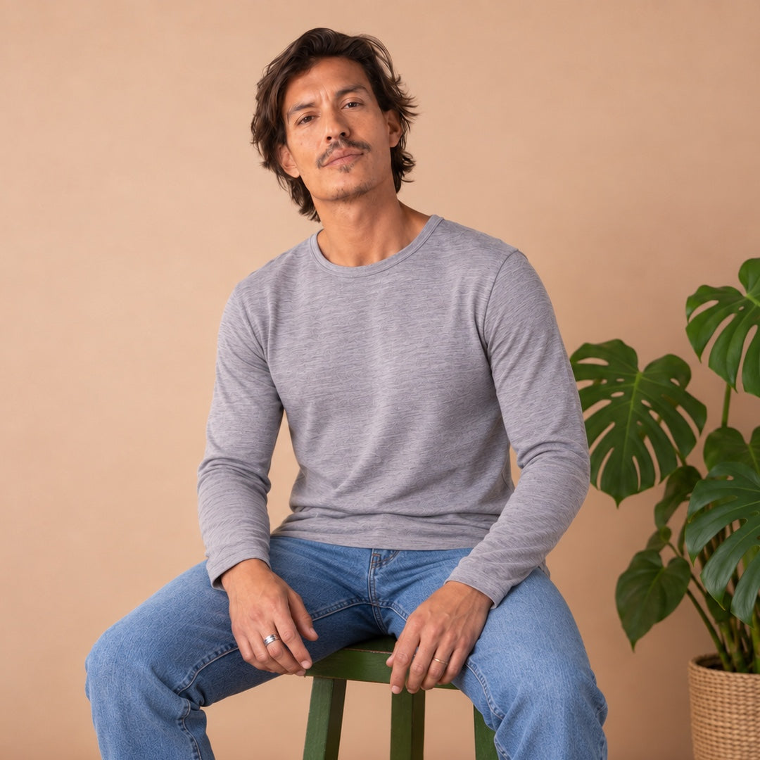 Le t-shirt en laine mérinos ML homme gris - vue 3