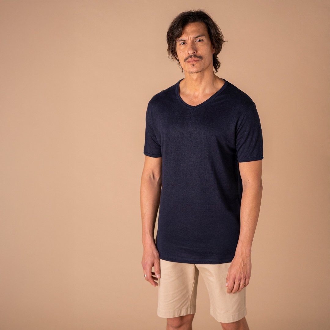 🇫🇷🌾 Le t-shirt col V en lin français