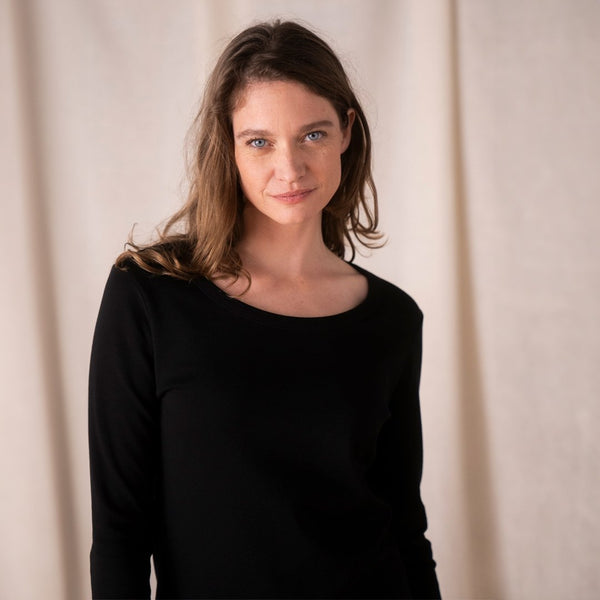 Le t-shirt en coton bio ML femme noir, made in France
